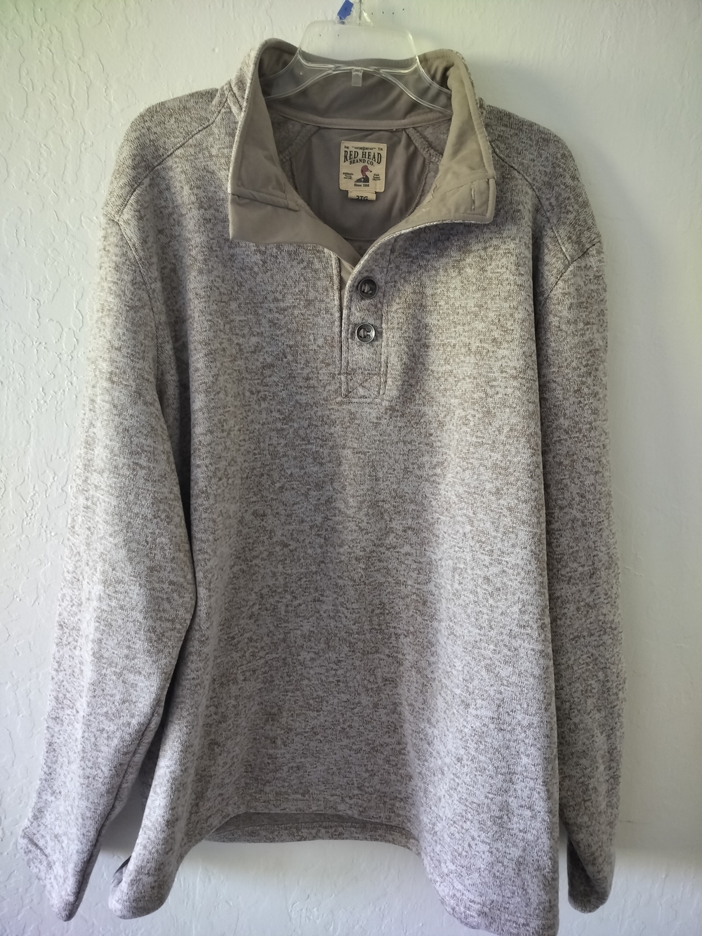 RedHead Brand Co. Men’s 2X Sweaterfleece 1/4 Button Pullover Heathered Tan/Beige
